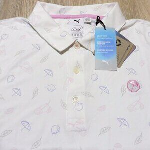 PUMA ARNOLD PALMER Mens XL CONTENDER POLO SHIRT WHITE LAVENDER AP CLOUDSPUN